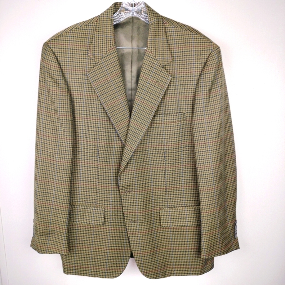 Vintage Bespoke Couture Micro Houndstooth Wool Single Breasted Blazer